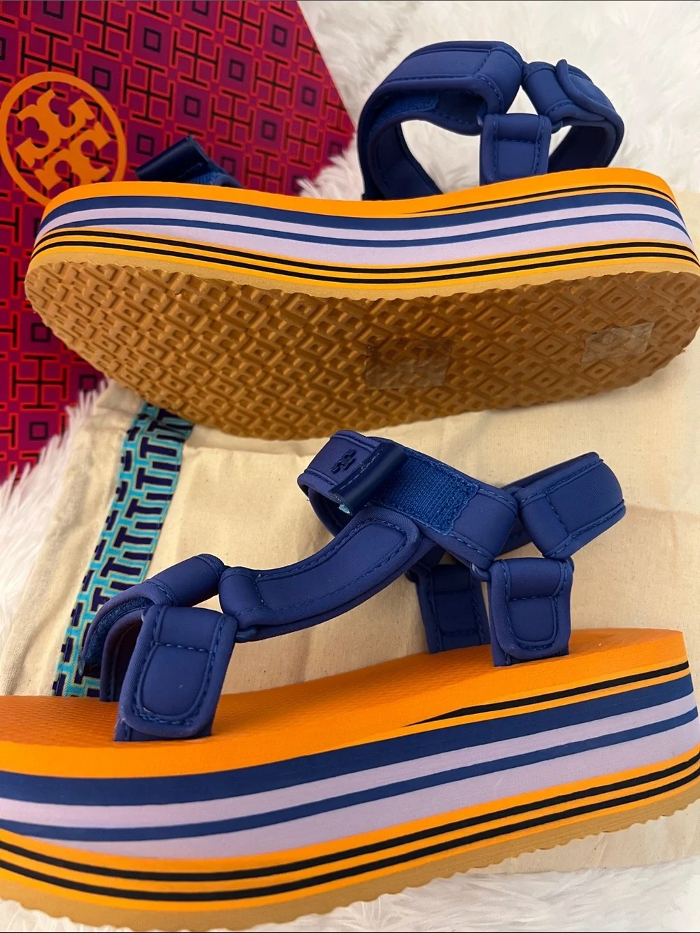 Tory Burch Sport Eva Sandal in Bermuda/ Vibrant Orange - W size 8